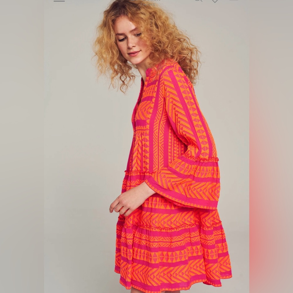 Devotion Twins Ella short dress. Orange and Fuschia. Sz XS. - Picture 3 of 5